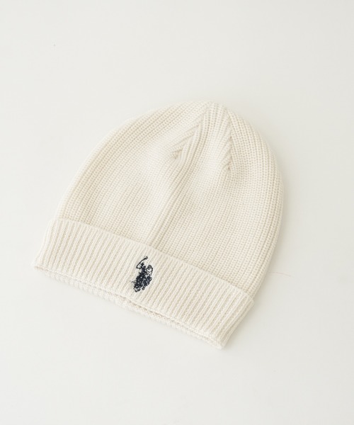 U.S. POLO ASSN.（ユーエスポロアッスン）の「【KIDS】【U.S. POLO ASSN/ユーエスポロアッスン】ワンポイント刺繍ニットキャップ（ニットキャップ/ビーニー・キッズ・ネイビー/オレンジ/アイボリー/グレイッシュベージュ・ONE SIZE）」の5枚目の写真