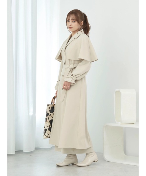 earth music&ecology（アースミュージックアンドエコロジー）の「マルチケープトレンチコート（トレンチコート・レディース・ブラック/ライトベージュ/ベージュ・FREE）」の13枚目の写真