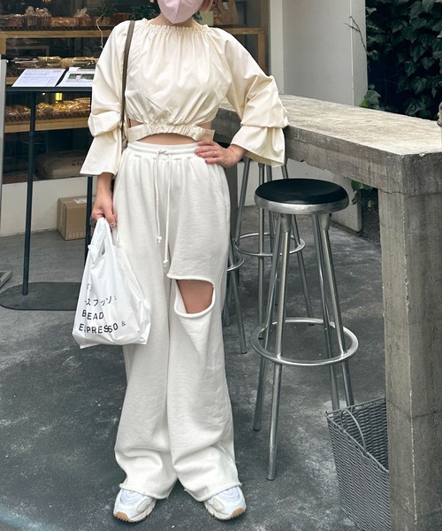 Alley by w closet（アリーバイダブルクローゼット）の「【セットアップ対応/Alley】キャンディスリーブブラウス（シャツ/ブラウス・レディース・ブルー/イエロー・FREE）」の6枚目の写真