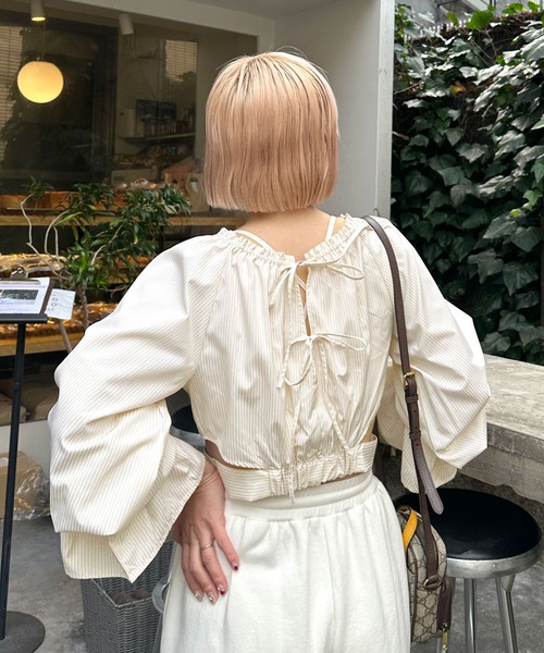 Alley by w closet（アリーバイダブルクローゼット）の「【セットアップ対応/Alley】キャンディスリーブブラウス（シャツ/ブラウス・レディース・ブルー/イエロー・FREE）」の7枚目の写真