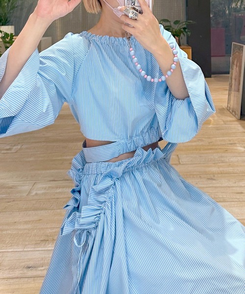 Alley by w closet（アリーバイダブルクローゼット）の「【セットアップ対応/Alley】キャンディスリーブブラウス（シャツ/ブラウス・レディース・ブルー/イエロー・FREE）」の13枚目の写真