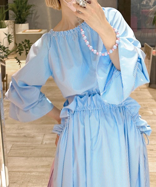 ハンドメイド　キャンディースリーブブラウスセットアップ　手作り子供服 SHIPS ブラウス シャツ 「手洗い可能」キャンディ スリーブ × パンツ