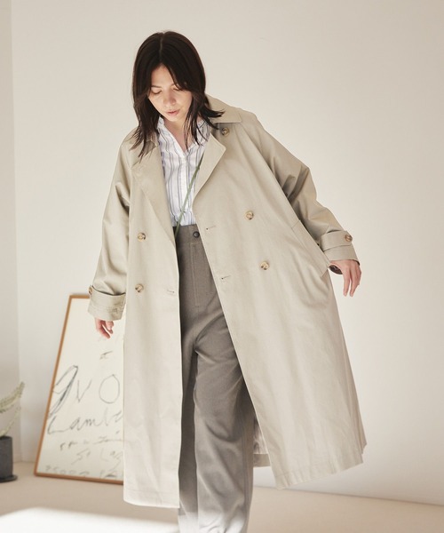 niko and...（ニコアンド）の「柔らかトレンチコート（トレンチコート・レディース・ネイビー/ベージュ/ライトベージュ/カーキ・MEDIUM/LARGE）」の8枚目の写真