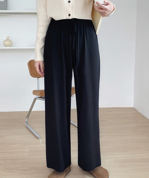 fd style（エフディ スタイル）の「バンディングのつるつる パンツ（スウェットパンツ・レディース・Black/Beige/MD.Gray/LT.Blue・FREE）」の2枚目の写真