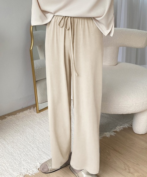 fd style（エフディ スタイル）の「バンディングのつるつる パンツ（スウェットパンツ・レディース・Black/Beige/MD.Gray/LT.Blue・FREE）」の3枚目の写真