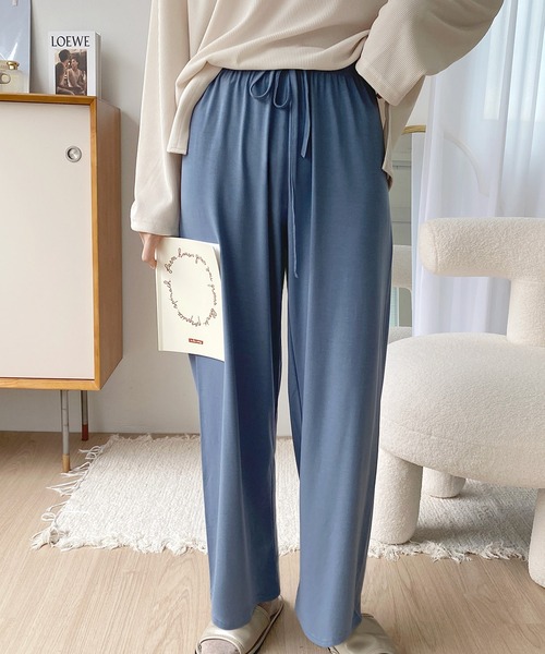 fd style（エフディ スタイル）の「バンディングのつるつる パンツ（スウェットパンツ・レディース・Black/Beige/MD.Gray/LT.Blue・FREE）」の4枚目の写真