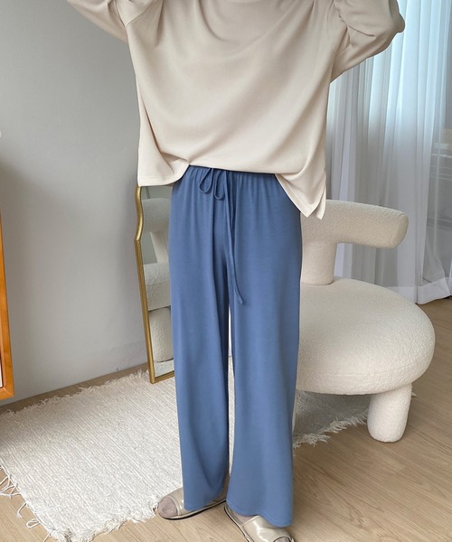 fd style（エフディ スタイル）の「バンディングのつるつる パンツ（スウェットパンツ・レディース・Black/Beige/MD.Gray/LT.Blue・FREE）」の18枚目の写真