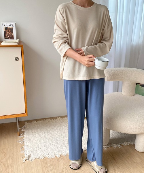 fd style（エフディ スタイル）の「バンディングのつるつる パンツ（スウェットパンツ・レディース・Black/Beige/MD.Gray/LT.Blue・FREE）」の15枚目の写真