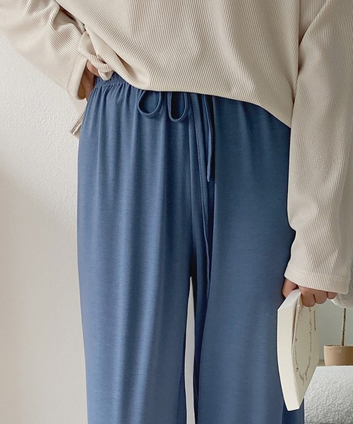 fd style（エフディ スタイル）の「バンディングのつるつる パンツ（スウェットパンツ・レディース・Black/Beige/MD.Gray/LT.Blue・FREE）」の12枚目の写真