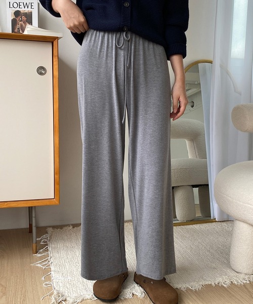 fd style（エフディ スタイル）の「バンディングのつるつる パンツ（スウェットパンツ・レディース・Black/Beige/MD.Gray/LT.Blue・FREE）」の6枚目の写真