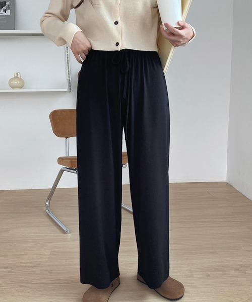 fd style（エフディ スタイル）の「バンディングのつるつる パンツ（スウェットパンツ・レディース・Black/Beige/MD.Gray/LT.Blue・FREE）」の5枚目の写真