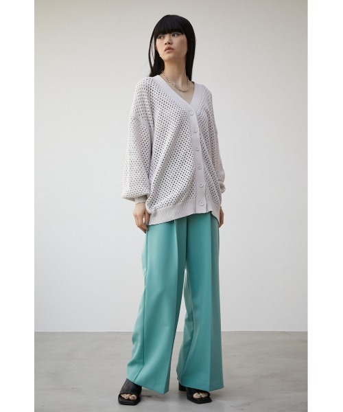 AZUL by moussy(アズールバイマウジー)の「MESH KNIT CARDIGAN/メッシュニットカーディガン(カーディガン/ボレロ・レディース・ブラック/アイボリー/ダークオレンジ・FREE)」の6枚目の写真