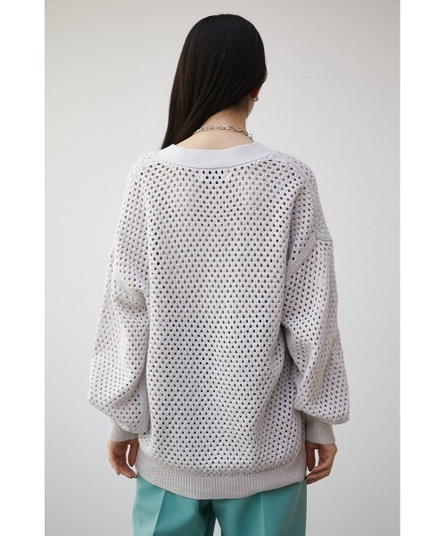 AZUL by moussy(アズールバイマウジー)の「MESH KNIT CARDIGAN/メッシュニットカーディガン(カーディガン/ボレロ・レディース・ブラック/アイボリー/ダークオレンジ・FREE)」の9枚目の写真