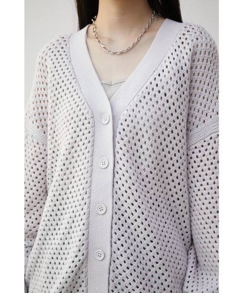 AZUL by moussy(アズールバイマウジー)の「MESH KNIT CARDIGAN/メッシュニットカーディガン(カーディガン/ボレロ・レディース・ブラック/アイボリー/ダークオレンジ・FREE)」の10枚目の写真