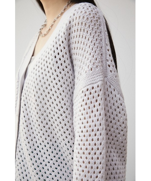 AZUL by moussy(アズールバイマウジー)の「MESH KNIT CARDIGAN/メッシュニットカーディガン(カーディガン/ボレロ・レディース・ブラック/アイボリー/ダークオレンジ・FREE)」の11枚目の写真