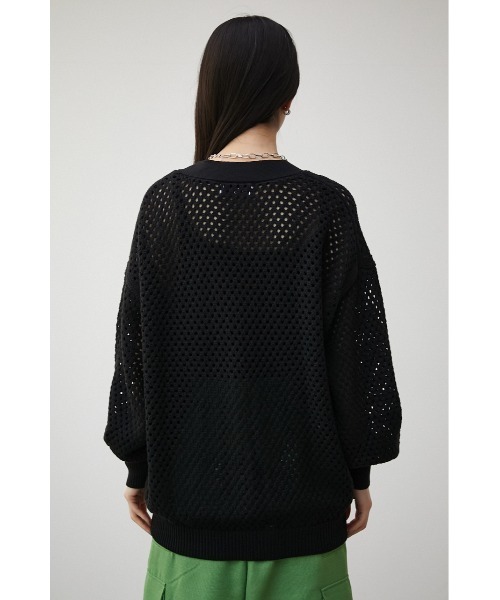 AZUL by moussy(アズールバイマウジー)の「MESH KNIT CARDIGAN/メッシュニットカーディガン(カーディガン/ボレロ・レディース・ブラック/アイボリー/ダークオレンジ・FREE)」の18枚目の写真