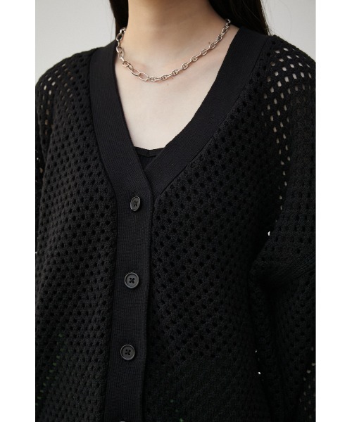 AZUL by moussy(アズールバイマウジー)の「MESH KNIT CARDIGAN/メッシュニットカーディガン(カーディガン/ボレロ・レディース・ブラック/アイボリー/ダークオレンジ・FREE)」の19枚目の写真