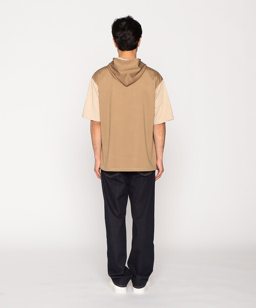 COMME CA ISM(コムサイズム)の「パッチワークデザイン フード Tシャツ(Tシャツ/カットソー・メンズ・ベージュ/チャコール/グリーン・MEDIUM/LARGE)」の10枚目の写真