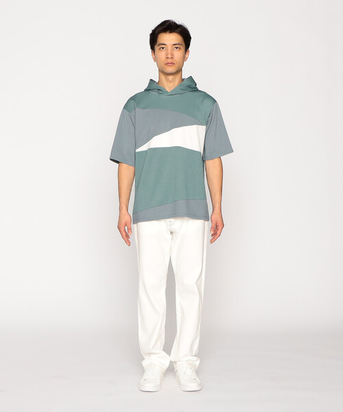 COMME CA ISM(コムサイズム)の「パッチワークデザイン フード Tシャツ(Tシャツ/カットソー・メンズ・ベージュ/チャコール/グリーン・MEDIUM/LARGE)」の12枚目の写真