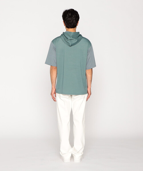 COMME CA ISM(コムサイズム)の「パッチワークデザイン フード Tシャツ(Tシャツ/カットソー・メンズ・ベージュ/チャコール/グリーン・MEDIUM/LARGE)」の14枚目の写真