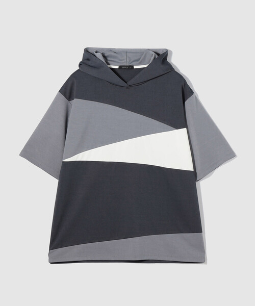 COMME CA ISM(コムサイズム)の「パッチワークデザイン フード Tシャツ(Tシャツ/カットソー・メンズ・ベージュ/チャコール/グリーン・MEDIUM/LARGE)」の16枚目の写真