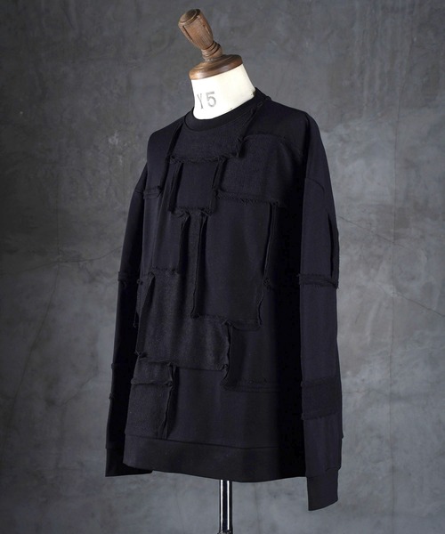 G.O.C（ジーオーシー）の「パッチワークグランジワイドスウェットトレーナー（スウェット・メンズ・ブラック/ホワイト・MEDIUM/LARGE）」の11枚目の写真