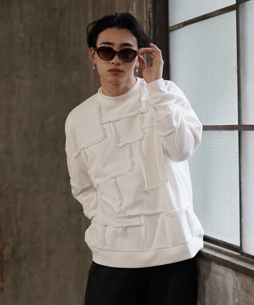 G.O.C（ジーオーシー）の「パッチワークグランジワイドスウェットトレーナー（スウェット・メンズ・ブラック/ホワイト・MEDIUM/LARGE）」の15枚目の写真