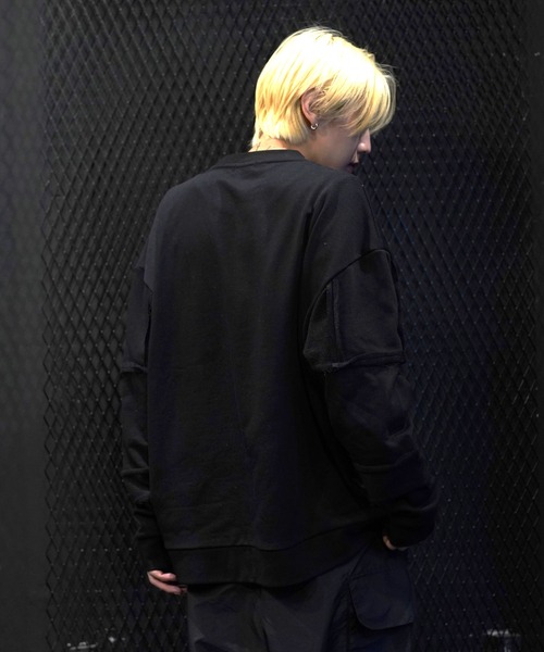 G.O.C（ジーオーシー）の「パッチワークグランジワイドスウェットトレーナー（スウェット・メンズ・ブラック/ホワイト・MEDIUM/LARGE）」の10枚目の写真