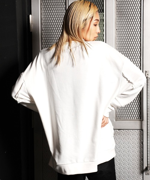 G.O.C（ジーオーシー）の「パッチワークグランジワイドスウェットトレーナー（スウェット・メンズ・ブラック/ホワイト・MEDIUM/LARGE）」の21枚目の写真