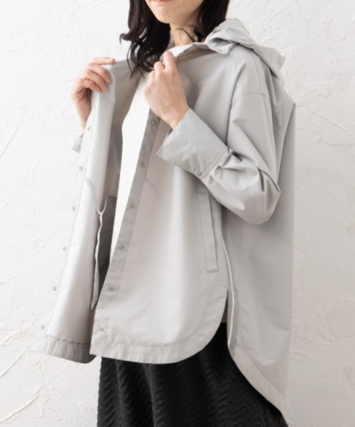 aunt lily(アントリリー)の「撥水 防風 2WAY シャツジャケット マウンテンパーカー ライトアウター チュニック丈 軽量 羽織り 洗える きれいめ 大人カジュアル(その他アウター・レディース・ブロンズ/ブラック/シルバー・7号/11号/9号/13号/15号)」の3枚目の写真