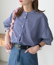 バンドカラーシャツ」に該当するレディースのトップス（チェック柄