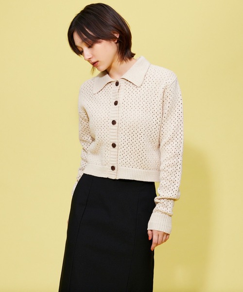 FOREVER 21(フォーエバー トゥエンティーワン)の「【BASIC】襟付きメッシュニットカーディガン(カーディガン/ボレロ・レディース・ブラック/ホワイト/ベージュ・FREE)」の13枚目の写真