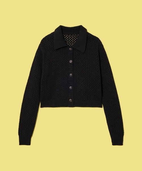 FOREVER 21(フォーエバー トゥエンティーワン)の「【BASIC】襟付きメッシュニットカーディガン(カーディガン/ボレロ・レディース・ブラック/ホワイト/ベージュ・FREE)」の5枚目の写真