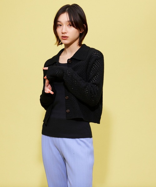 FOREVER 21(フォーエバー トゥエンティーワン)の「【BASIC】襟付きメッシュニットカーディガン(カーディガン/ボレロ・レディース・ブラック/ホワイト/ベージュ・FREE)」の17枚目の写真