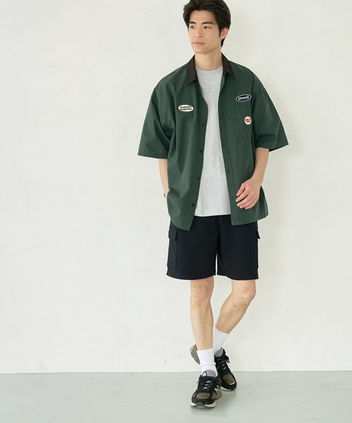 coca（coca）（コカ）の「メンズワッペンクレリックワークシャツ（シャツ/ブラウス・メンズ・ブラック/グリーン・M/L/XL）」の3枚目の写真