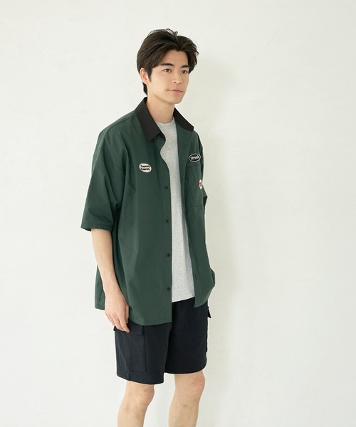 coca（coca）（コカ）の「メンズワッペンクレリックワークシャツ（シャツ/ブラウス・メンズ・ブラック/グリーン・M/L/XL）」の4枚目の写真