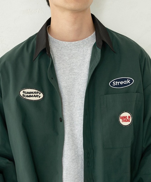 coca（coca）（コカ）の「メンズワッペンクレリックワークシャツ（シャツ/ブラウス・メンズ・ブラック/グリーン・M/L/XL）」の5枚目の写真