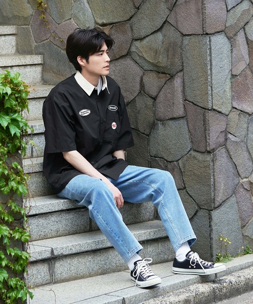 coca（coca）（コカ）の「メンズワッペンクレリックワークシャツ（シャツ/ブラウス・メンズ・ブラック/グリーン・M/L/XL）」の8枚目の写真