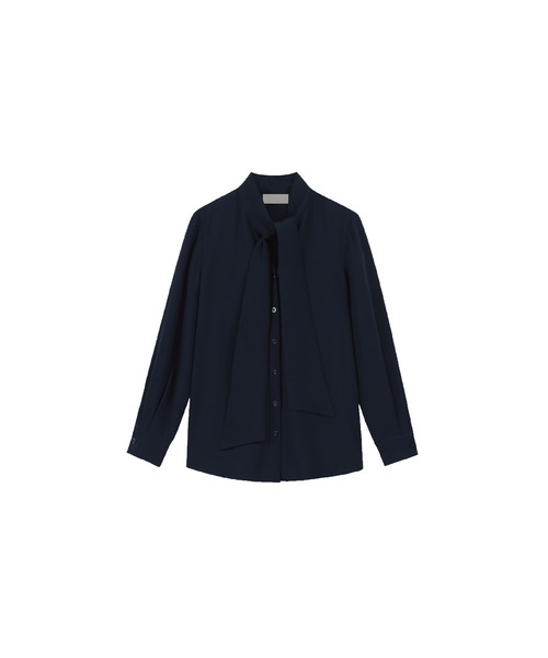 LA POMME jours(ラポミ・ジュール)の「シンプルリボンシフォンブラウス/Ribbon Classical Blouse【LA POMME jours/ラポミ・ジュール】(シャツ/ブラウス・レディース・クリーム/ダークブルー・MEDIUM/SMALL/LARGE)」の1枚目の写真