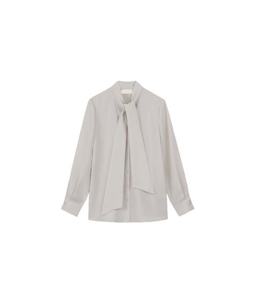 LA POMME jours(ラポミ・ジュール)の「シンプルリボンシフォンブラウス/Ribbon Classical Blouse【LA POMME jours/ラポミ・ジュール】(シャツ/ブラウス・レディース・クリーム/ダークブルー・MEDIUM/SMALL/LARGE)」の2枚目の写真