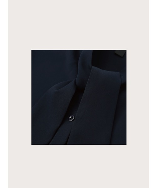 LA POMME jours(ラポミ・ジュール)の「シンプルリボンシフォンブラウス/Ribbon Classical Blouse【LA POMME jours/ラポミ・ジュール】(シャツ/ブラウス・レディース・クリーム/ダークブルー・MEDIUM/SMALL/LARGE)」の4枚目の写真