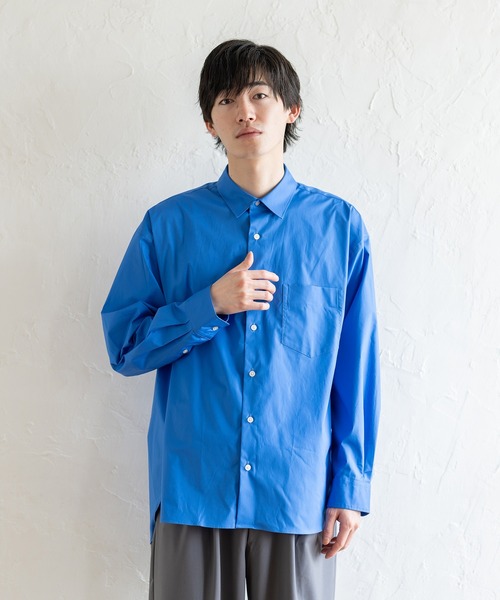 BRICK & SONS(ブリックアンドサンズ)の「リラックスバックプリーツシャツ<ミディアムブルー>(シャツ/ブラウス・メンズ・コバルトブルー・LL/S/L/XS/M)」の5枚目の写真