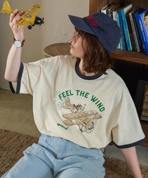 ヴィンテージライク アソートプリント リンガー半袖Tシャツ