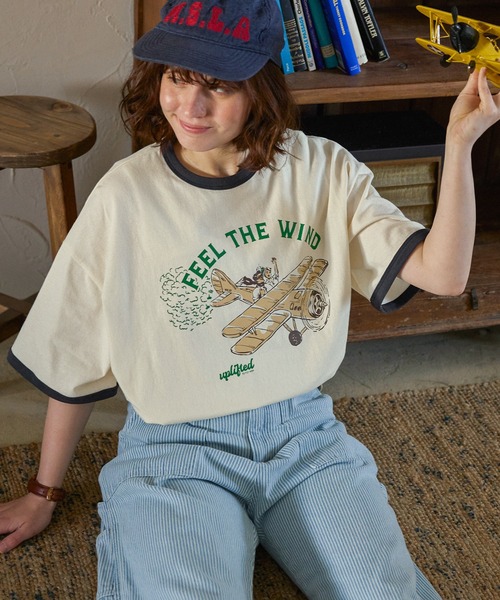 セール】ヴィンテージライク アソートプリント リンガー半袖Tシャツ（T 