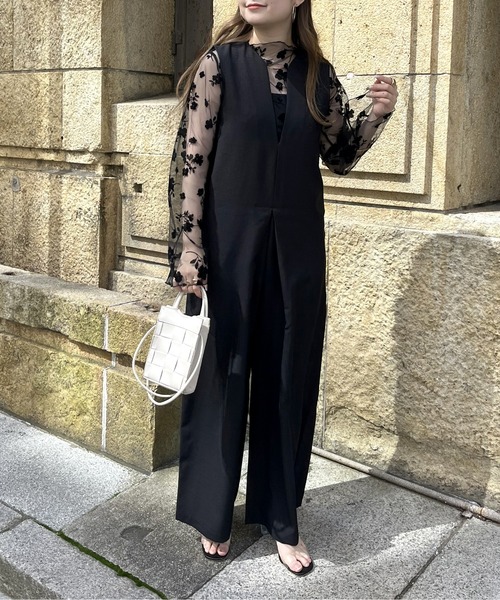 prose verse（プロズヴェール）の「キーネックワイドオールインワン（つなぎ/オールインワン・レディース・ブラック/グレイッシュベージュ/モカ・MEDIUM）」の4枚目の写真