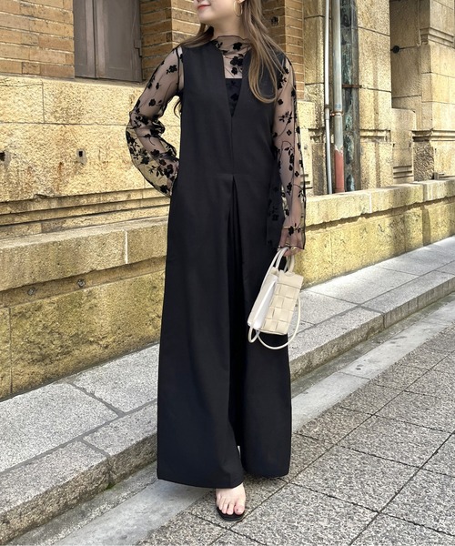 prose verse（プロズヴェール）の「キーネックワイドオールインワン（つなぎ/オールインワン・レディース・ブラック/グレイッシュベージュ/モカ・MEDIUM）」の10枚目の写真