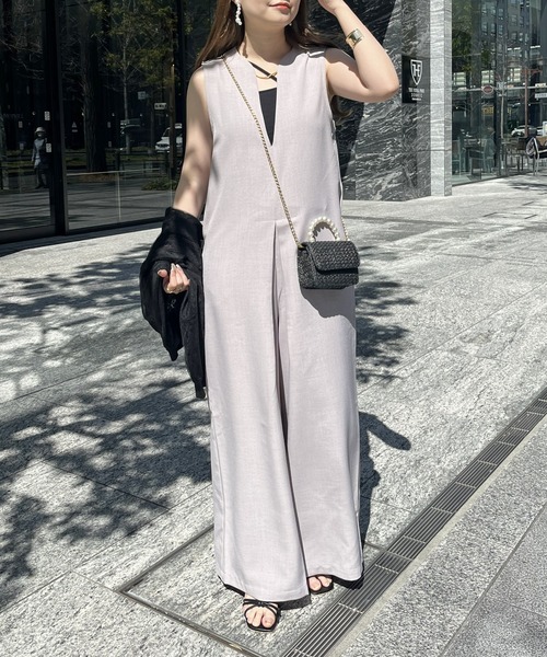 prose verse（プロズヴェール）の「キーネックワイドオールインワン（つなぎ/オールインワン・レディース・ブラック/グレイッシュベージュ/モカ・MEDIUM）」の8枚目の写真