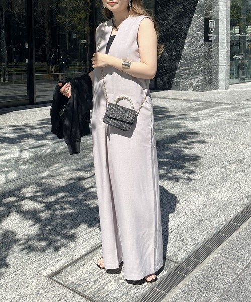 prose verse（プロズヴェール）の「キーネックワイドオールインワン（つなぎ/オールインワン・レディース・ブラック/グレイッシュベージュ/モカ・MEDIUM）」の6枚目の写真