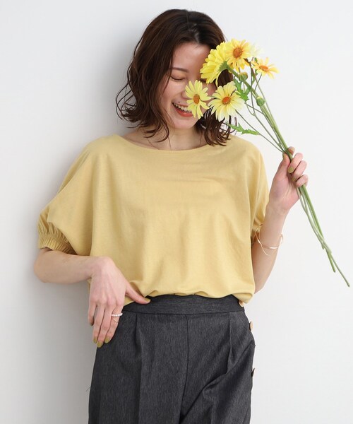 SHOO・LA・RUE（シューラルー）の「◆【接触冷感/体型カバー】 シューアイス カノコ ドルマントップス（Tシャツ/カットソー・レディース・イエロー/ピンク系/オフホワイト/カーキ/ライトブルー/ブラック・00）」の5枚目の写真