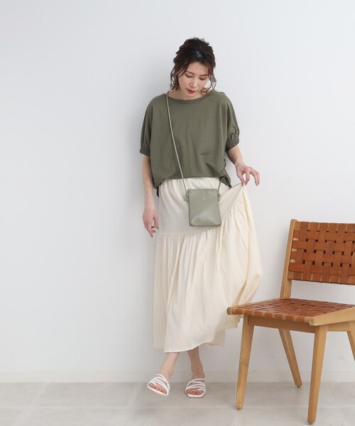 SHOO・LA・RUE（シューラルー）の「◆【接触冷感/体型カバー】 シューアイス カノコ ドルマントップス（Tシャツ/カットソー・レディース・イエロー/ピンク系/オフホワイト/カーキ/ライトブルー/ブラック・00）」の19枚目の写真